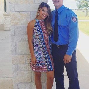 Multi-colored floral print summer dress